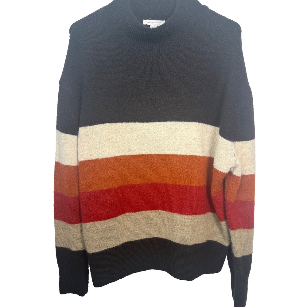 Beachlunchlounge Collection Women's Large Striped Pullover Sweater Retro Colors